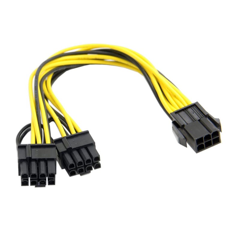JSER ATX 6Pin Male to Dual 8Pin & 6Pin Female PCI-E PCI Express Video Graphics Card Extension Splitter Power Cable - Image 1